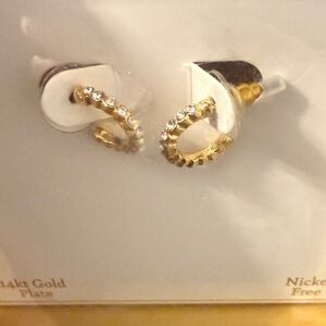 Gold-Tone Crystal Hoop Stud Earrings - Elegant Women Jewelry